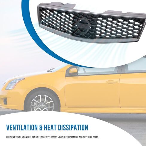 شبكة شواء أمامية CarPartsDepot متوافقة مع Nissan Sentra (كروم ورمادي داكن، 2007-2012 Sentra SE-R SR شبكة علوية) in Kuwait