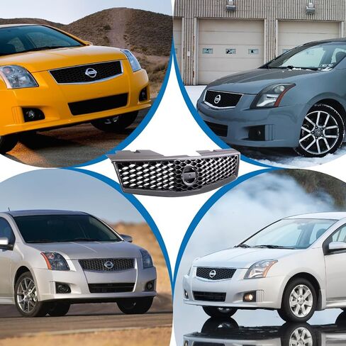 شبكة شواء أمامية CarPartsDepot متوافقة مع Nissan Sentra (كروم ورمادي داكن، 2007-2012 Sentra SE-R SR شبكة علوية) in Kuwait