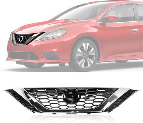 شبكة شواء أمامية CarPartsDepot متوافقة مع Nissan Sentra (كروم ورمادي داكن، 2007-2012 Sentra SE-R SR شبكة علوية) in Kuwait