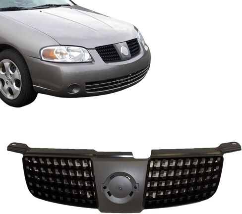 شبكة شواء أمامية CarPartsDepot متوافقة مع Nissan Sentra (كروم ورمادي داكن، 2007-2012 Sentra SE-R SR شبكة علوية) in Kuwait