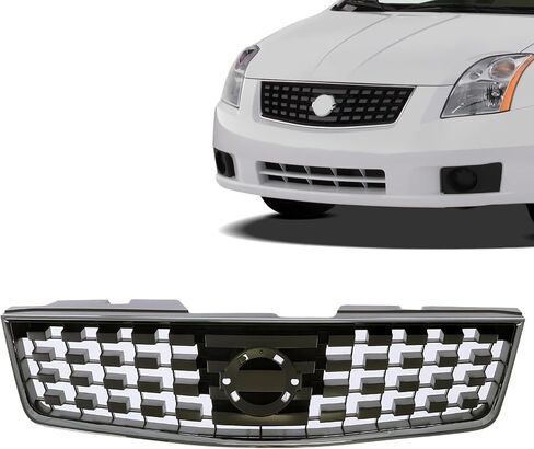 شبكة شواء أمامية CarPartsDepot متوافقة مع Nissan Sentra (كروم ورمادي داكن، 2007-2012 Sentra SE-R SR شبكة علوية) in Kuwait
