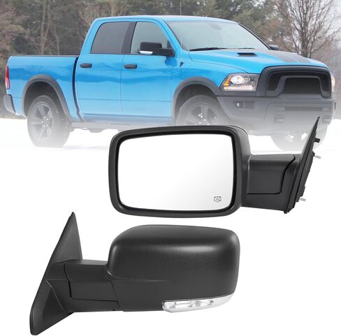JDMSPEED Right Passenger Side Door Mirror Compatible with 2009-2018 Ram 1500 2010-2018 Ram 2500 3500 with Heated Power Glass Turn Signal Puddle Light(9 Pins) in Saudi Arabia
