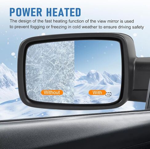 JDMSPEED Right Passenger Side Door Mirror Compatible with 2009-2018 Ram 1500 2010-2018 Ram 2500 3500 with Heated Power Glass Turn Signal Puddle Light(9 Pins) in Saudi Arabia