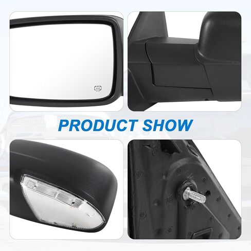 JDMSPEED Right Passenger Side Door Mirror Compatible with 2009-2018 Ram 1500 2010-2018 Ram 2500 3500 with Heated Power Glass Turn Signal Puddle Light(9 Pins) in Saudi Arabia