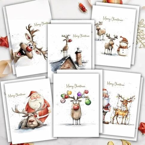 6-Pack Funny Christmas Greeting Cards with Envelopes - Assorted Festive Holiday Designs | For Family, Friends, Colleagues | Blank Inside for Personal Messages in Saudi Arabia