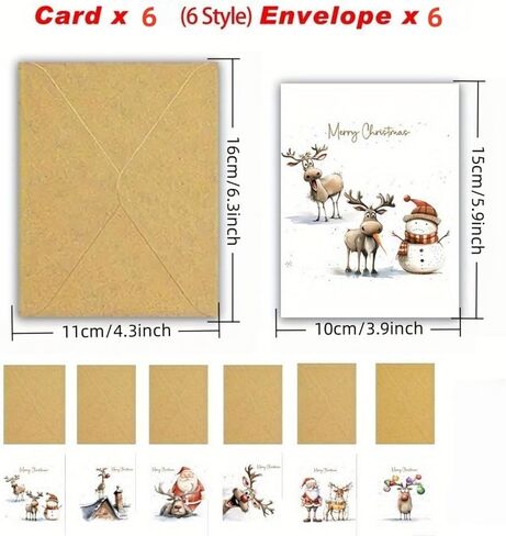 6-Pack Funny Christmas Greeting Cards with Envelopes - Assorted Festive Holiday Designs | For Family, Friends, Colleagues | Blank Inside for Personal Messages in Saudi Arabia