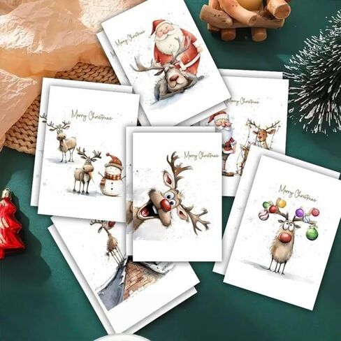 6-Pack Funny Christmas Greeting Cards with Envelopes - Assorted Festive Holiday Designs | For Family, Friends, Colleagues | Blank Inside for Personal Messages in Saudi Arabia