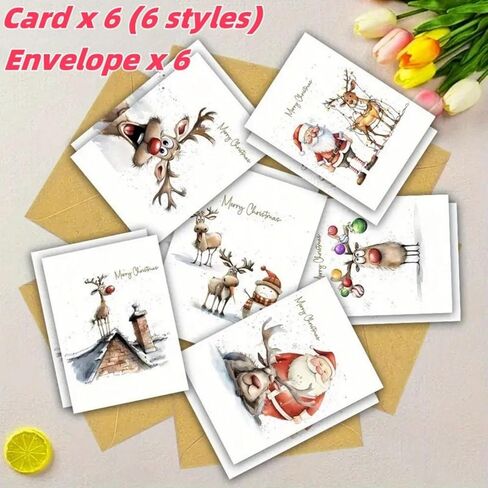 6-Pack Funny Christmas Greeting Cards with Envelopes - Assorted Festive Holiday Designs | For Family, Friends, Colleagues | Blank Inside for Personal Messages in Saudi Arabia