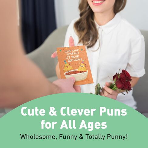 مجموعة بطاقات عيد ميلاد مضحكة Sweetzer & Orange - 24 بطاقة Punny (12 تصميمًا، 2 لكل منهما) مع 24 ظرفًا ملونًا وصندوق تخزين - رسائل مضحكة - بطاقات عيد ميلاد لطيفة للأطفال والكبار والأصدقاء والعائلة in Saudi Arabia