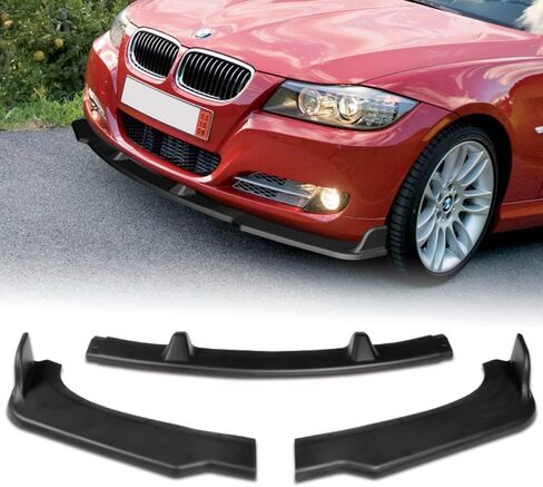 Q1-TECH, 9-Piece Front Bumper Lip & Side Skirt Extensions Diffuser Compatible with 2009-2012 BMW E90 4 Door Sedan only, Front Lip Spoiler Air Chin Body Splitter ABS, 2010 2011 (Painted Carbon) in Saudi Arabia