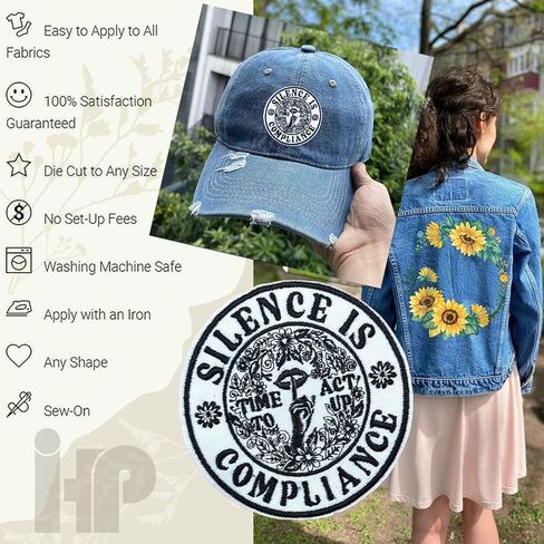 Silence is Compliance Patch,3 Inch Sew On Iron On Equality Civil Social Justice Activist Protest Political Embroidered Patches for Backpack Jacket Hat Jean DIY Clothes Gift for Men Women Size 3 Inches in Saudi Arabia