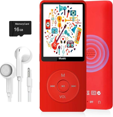 MP3 Player, Music Player with 16GB Micro SD Card, Build-in Speaker/Photo/Video Play/FM Radio/Voice Recorder/E-Book Reader, Supports up to 128GB in Saudi Arabia