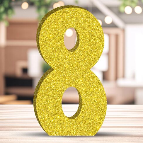 7.8 بوصة تزيين طاولة عيد الميلاد اللامعة، تزيين رقم ذهبي، قطعة مركزية للحفلات، رقم ذهبي لامع، لاحتفالات أعياد الميلاد، زخارف جميلة قابلة لإعادة الاستخدام - 6 in Kuwait