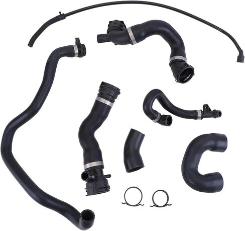 طقم أنابيب خرطوم مياه مبرد المبرد 7 قطع متوافق مع BMW E90 128i 328i N51 2007-2011، 11537516414 11537521049 17127531579 خزان توسيع أنابيب المياه المبردة، مستشعر خراطيم المبرد in Saudi Arabia