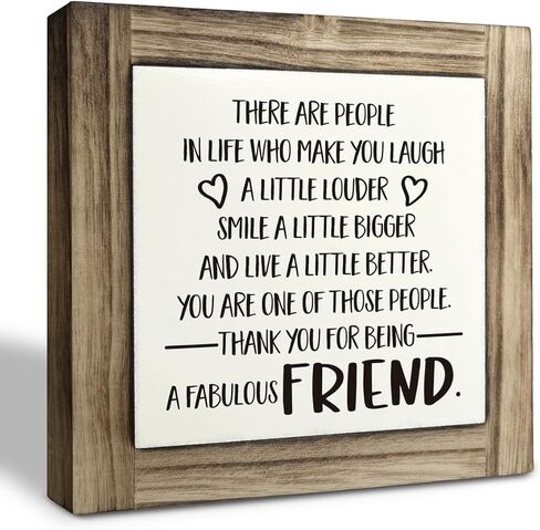Friend Decor Sign, Friendship Gift, Box Wood Plaques Desk Décor, Friend Signs for Home Decor, Best Friend Room Decor, Bestie Gift for Birthday, Poems of Friend Gift, My Angel of A Friend in Saudi Arabia