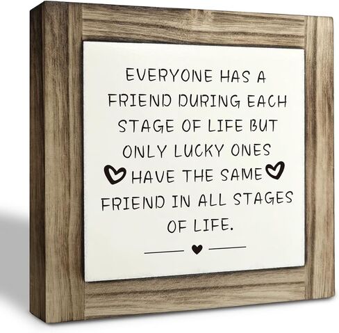 Friend Decor Sign, Friendship Gift, Box Wood Plaques Desk Décor, Friend Signs for Home Decor, Best Friend Room Decor, Bestie Gift for Birthday, Poems of Friend Gift, My Angel of A Friend in Saudi Arabia