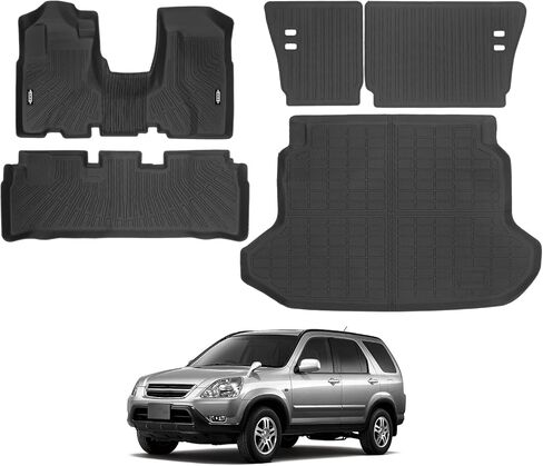 All Weather Floor Mats Fit for 2001-2006 Honda CR-V Floor Mats & Trunk Mat & Backrest Mats Replacement for Honda CR-V CRV Accessories Anti-Slip Floor Liner(Not suitable for manual transmissions) in Saudi Arabia
