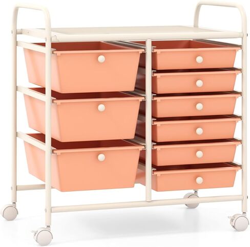 9 Drawer Rolling Storage Cart, Craft Art Drawer Organizer for Supplies Tool Paper, Mobile Utility Cart on Wheels for Classroom Teacher Office Home School (White) in Saudi Arabia