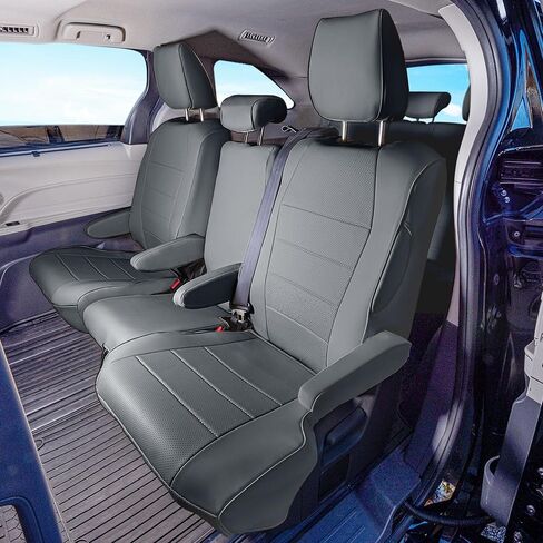 FH Group Custom Fit Car Seat Covers Specifically Made for 2021-2024 Toyota Sienna 7 Seater, Faux Leather Automotive Seat Covers - 2nd Row Solid Gray in Saudi Arabia