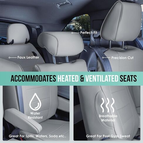 FH Group Custom Fit Car Seat Covers Specifically Made for 2021-2024 Toyota Sienna 7 Seater, Faux Leather Automotive Seat Covers - 2nd Row Solid Gray in Saudi Arabia