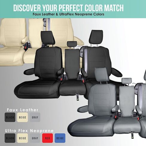 FH Group Custom Fit Car Seat Covers Specifically Made for 2021-2024 Toyota Sienna 7 Seater, Faux Leather Automotive Seat Covers - 2nd Row Solid Gray in Saudi Arabia