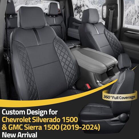 for Chevy Silverado Seat Covers, 2024 Chevy Silverado 1500 Accessories, Black, fit 2nd Row Without Seatback Storage in Saudi Arabia