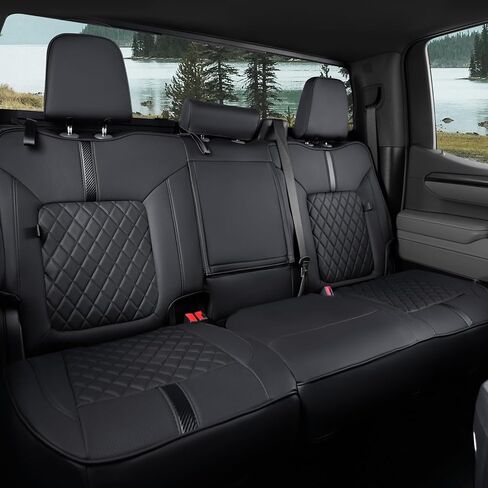 for Chevy Silverado Seat Covers, 2024 Chevy Silverado 1500 Accessories, Black, fit 2nd Row Without Seatback Storage in Saudi Arabia
