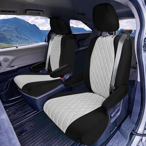 FH Group Custom Fit Car Seat Covers Specifically Made for 2021-2024 Toyota Sienna 7 Seater, Faux Leather Automotive Seat Covers - 2nd Row Solid Gray in Saudi Arabia