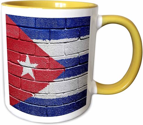 3dRose mug_155213_1 National Flag of Cuba Painted Onto a Brick Wall Cuban Ceramic Mug, 11-Ounce in Saudi Arabia