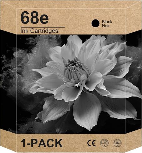 خرطوشة حبر سوداء 68e عبوة واحدة بديلة لحبر HP 68 68e 68XL سلسلة الحبر الأسود تعمل لطابعة Envy 6152e، 6155e، 6552e، 6555e، 6558e 68 حبر (1 أسود) in Kuwait