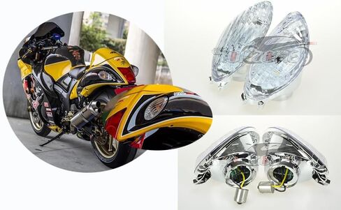 TOPZONE Compatible for Suzuki 2008-2019 HAYABUSA - GSX1300R; Motor Brake Light Taillight+ Front Turn Signal+ Rear Turn Signal Idicator (Clear, 3. LED Rear Turn Signal) in Saudi Arabia