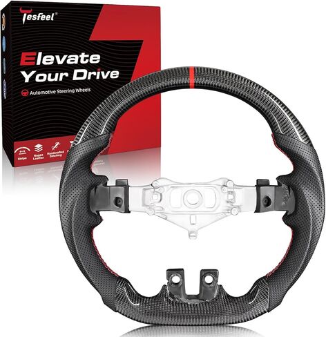 Steering Wheel, Full Leather D-Shaped Flat-Bottom Steering Wheel for Dodge/Jeep Grand Cherokee/SXT/GT/RT/SRT/HELLCAT 15-24, Perforated Leather Grip, Premium Replacement Auto Steering Wheel in Saudi Arabia
