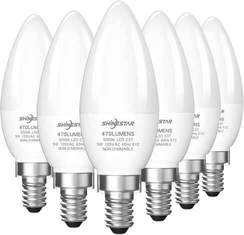 SHINESTAR 8-Pack Ceiling Fan Light Bulbs, 5 Watt (40W Equivalent), E26 Base, A15 Shape LED Bulb, 5000K Daylight White, High CRI 80+, Non-Dimmable in Kuwait