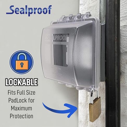 Sealproof 1-Gang Weatherproof Exterior In Use Outlet Cover and Box Kit - Metallic Electrical Outlet Box and UL Extra Duty, Lockable, In Use Outdoor Outlet Cover - Horizontal/Vertical Use in Saudi Arabia