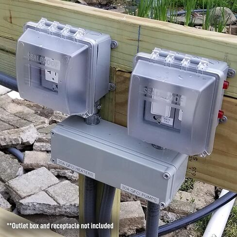 Sealproof 1-Gang Weatherproof Exterior In Use Outlet Cover and Box Kit - Metallic Electrical Outlet Box and UL Extra Duty, Lockable, In Use Outdoor Outlet Cover - Horizontal/Vertical Use in Saudi Arabia