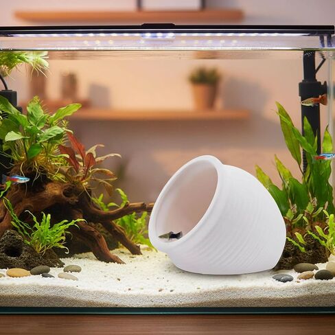 RUIAN Ceramic Fish Tank Decorations, Mushroom House and Cave with Round Cave for Small Shrimp to Rest and Breed,Hiding, Cichlid, Hermit Crabs (Beige) in Kuwait