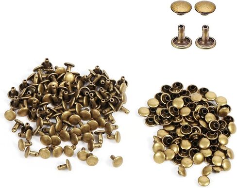 100 Sets 8mm x 8mm Double Round Rivets Button Studs Punk Spike for Leathercraft DIY Repair and Decoration Bronze in Saudi Arabia