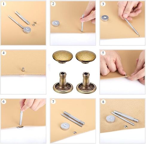 100 Sets 8mm x 8mm Double Round Rivets Button Studs Punk Spike for Leathercraft DIY Repair and Decoration Bronze in Saudi Arabia
