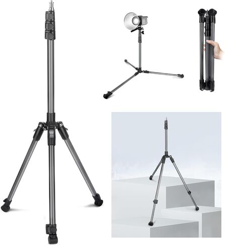 Extendable Tripod Aluminum, Portable Adjustable Light Stand with 1/4" Screw Phone Holder & Remote, Ball Head Camera Phone Tripod for Camera iPhone Video Light Smartphone, Lightweight for Travel in Kuwait