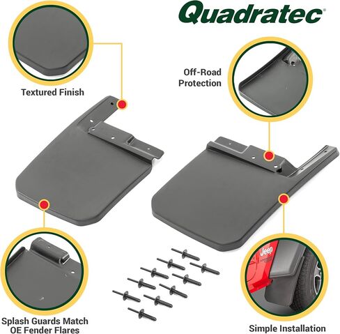 واقيات الرذاذ المصبوبة من Quadratec، زوج أمامي مكون من قطعتين - يناسب Jeep Wrangler JL & Gladiator JT 2018-2022 - أغطية طينية عالية القوة مخصصة - لمسة نهائية مزخرفة لتتناسب مع مشاعل ومصدات المعدات الأصلية الخاصة بك in Kuwait