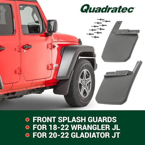 واقيات الرذاذ المصبوبة من Quadratec، زوج أمامي مكون من قطعتين - يناسب Jeep Wrangler JL & Gladiator JT 2018-2022 - أغطية طينية عالية القوة مخصصة - لمسة نهائية مزخرفة لتتناسب مع مشاعل ومصدات المعدات الأصلية الخاصة بك in Kuwait