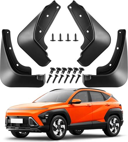 اللوحات الطينية لملحقات Hyundai Kona 2024 2025، واقيات الرذاذ الأمامية والخلفية المطورة المتوافقة مع Kona، 4 قطع في جميع الأحوال الجوية بدون أغطية الطين للحفر (لا يوجد لطراز N Line) in Kuwait
