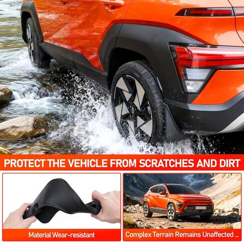 اللوحات الطينية لملحقات Hyundai Kona 2024 2025، واقيات الرذاذ الأمامية والخلفية المطورة المتوافقة مع Kona، 4 قطع في جميع الأحوال الجوية بدون أغطية الطين للحفر (لا يوجد لطراز N Line) in Kuwait