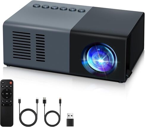 Mini Projector, Small Portable Projector .Suitable for children's gifts Video Projector, indoor video movies, and games. with Remote Control.Compatible for Smartphone, Laptop, PC(J9-B) in Kuwait