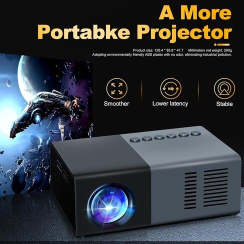 Mini Projector, Small Portable Projector .Suitable for children's gifts Video Projector, indoor video movies, and games. with Remote Control.Compatible for Smartphone, Laptop, PC(J9-B) in Kuwait