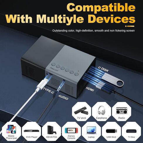 Mini Projector, Small Portable Projector .Suitable for children's gifts Video Projector, indoor video movies, and games. with Remote Control.Compatible for Smartphone, Laptop, PC(J9-B) in Kuwait