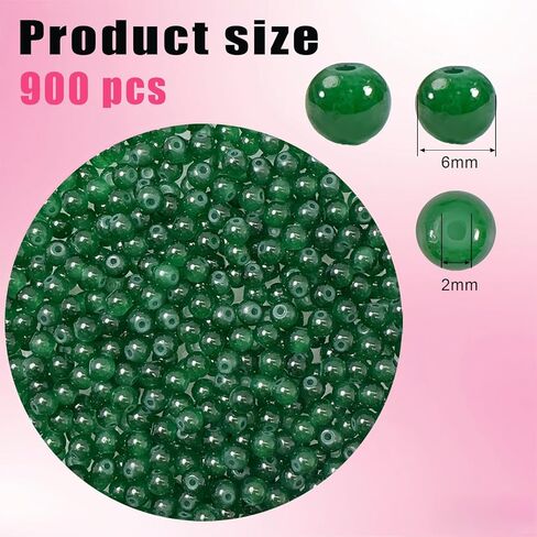 6mm Round Glass Beads for Jewelry Making, 900Pcs Glass Seed Beads for Bracelets, DIY Crafts (Dark Green) in Saudi Arabia