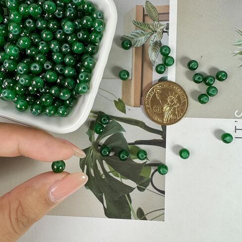 6mm Round Glass Beads for Jewelry Making, 900Pcs Glass Seed Beads for Bracelets, DIY Crafts (Dark Green) in Saudi Arabia