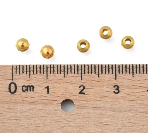 500 قطعة 4 مللي متر الذهبي كرة مستديرة صغيرة خزر عازل معدن صغير السلس Rondelle حلية فضفاض الخرز DIY بها بنفسك مجوهرات الحرفية صنع ثقب: 1.5 مللي متر in Saudi Arabia