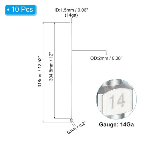 PATIKIL 10Ga x 12 Inch Stainless Steel Dispensing Needle Tips, 10Pcs Metal Glue Needle Tube Blunt Tips Luer Lock for Thick Glue Ink Lab, Silver in Saudi Arabia